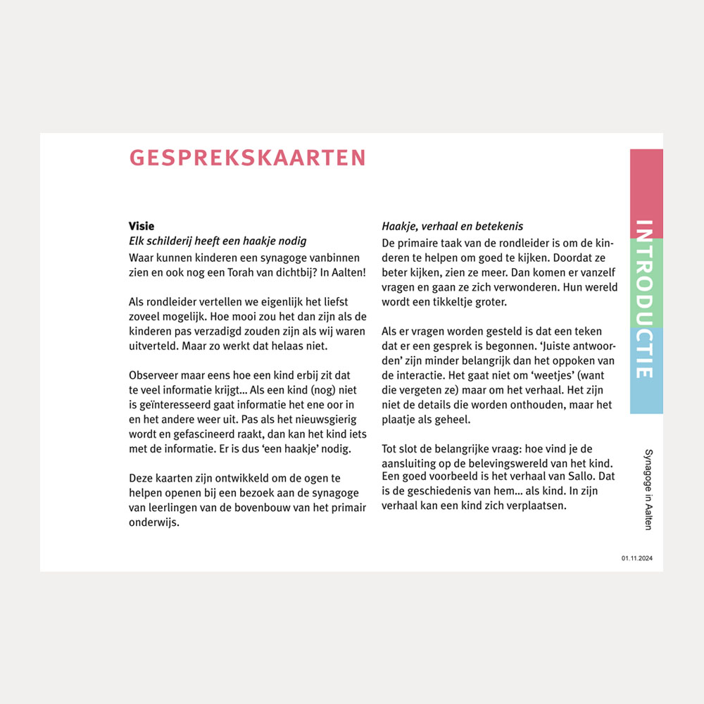 Gesprekskaarten voor de synagoge in Aalten