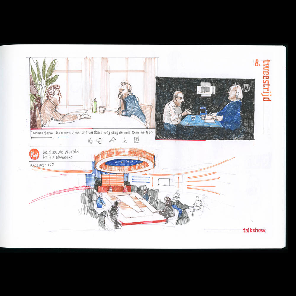 Werk 'Nederland in tijden van corona': Corona-schetsboek - tweestrijd